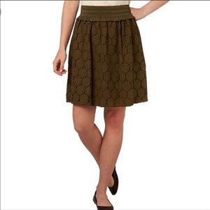 Isaac Mizrahi Olive Green Lace Knee Length Skirt
